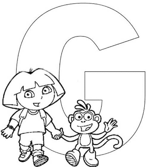 Coloriage 7 Dora alphabet