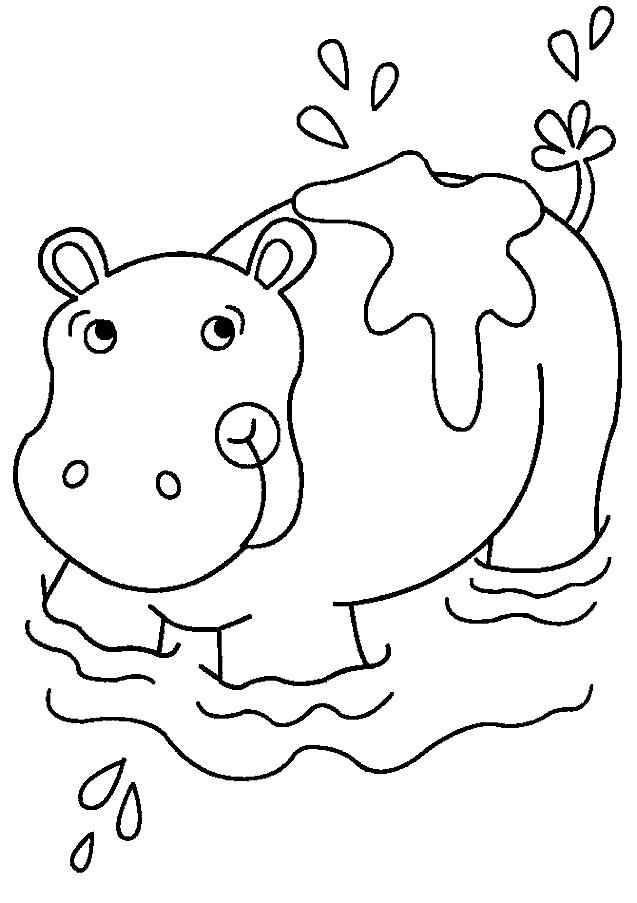 Coloriage 10 Hippopotame