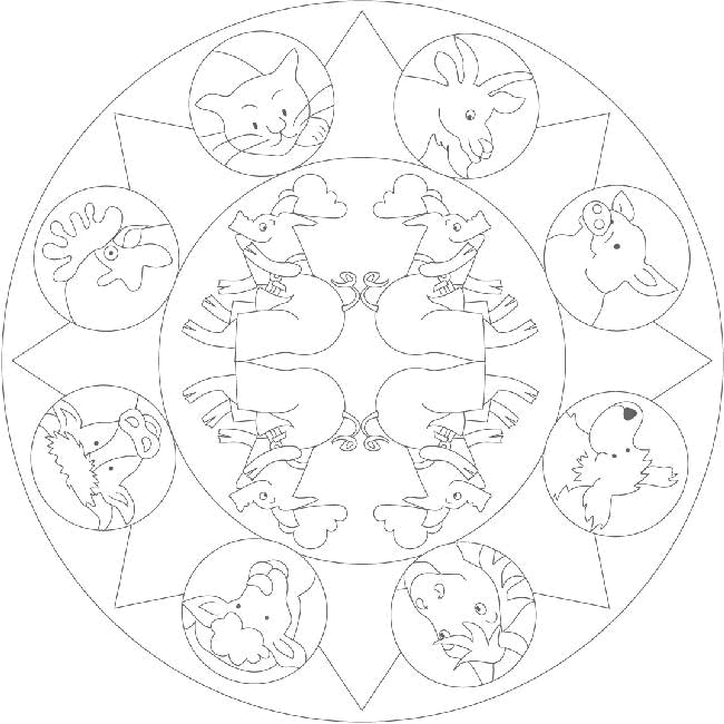 Coloriage 10 Mandala des animaux