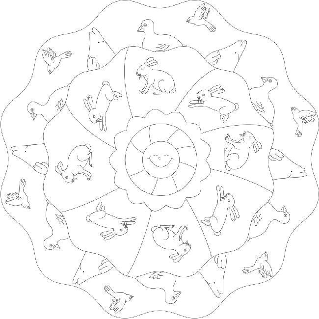 Coloriage 4 Mandala des animaux