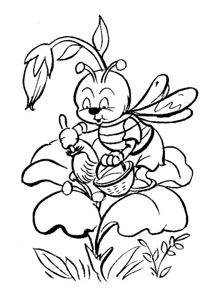 Coloriage 5 Abeilles