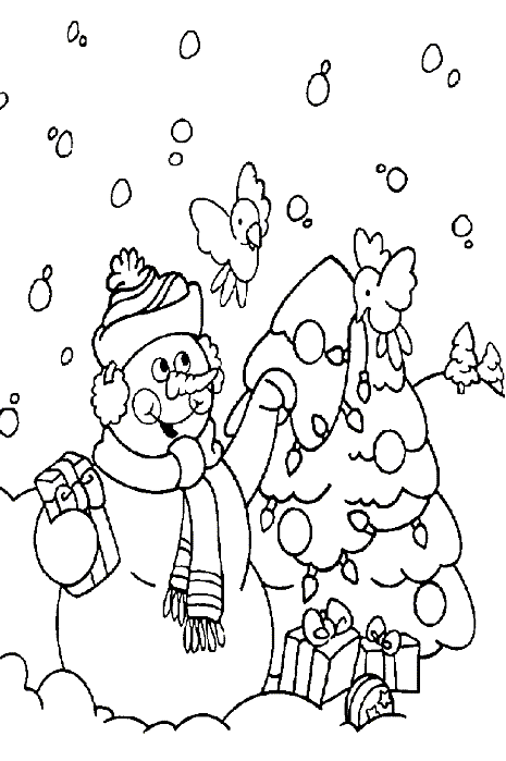 Coloriage 33 Bonhommes de neige