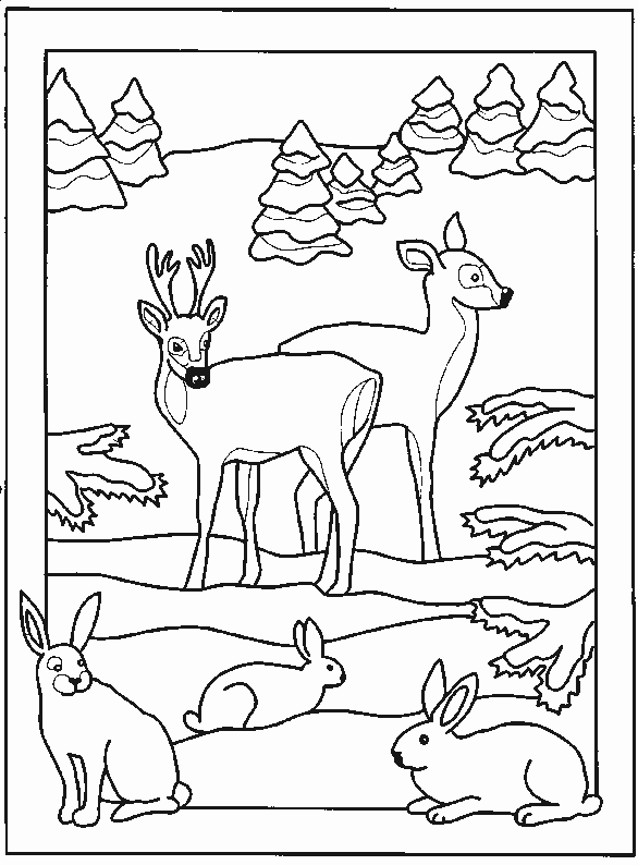 Coloriage 7 Cerfs