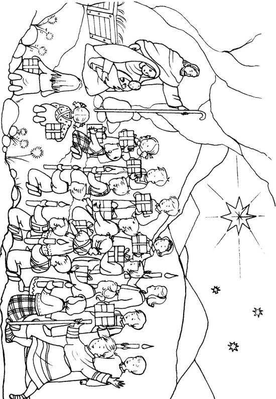 Coloriage 1 Creche de noel