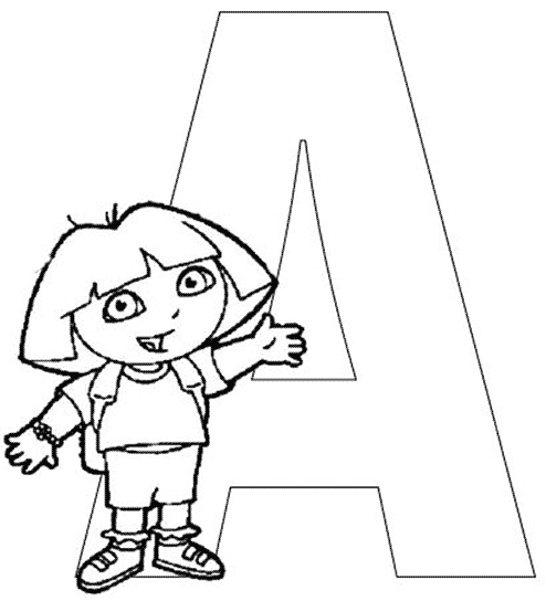 Coloriage 1 Dora alphabet