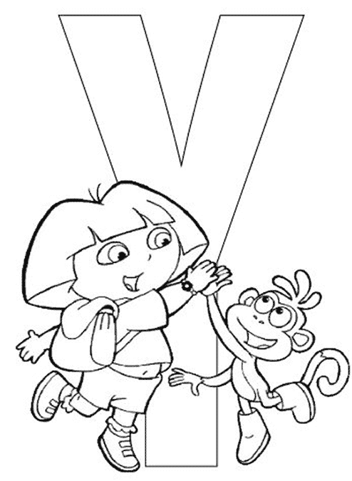 Coloriage 25 Dora alphabet