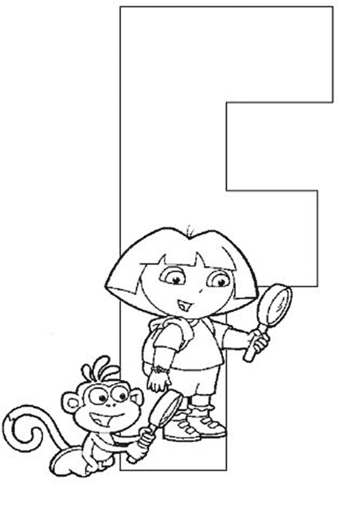 Coloriage 6 Dora alphabet