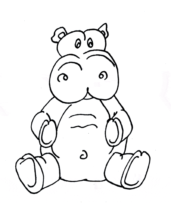 Coloriage 5 Hippopotame