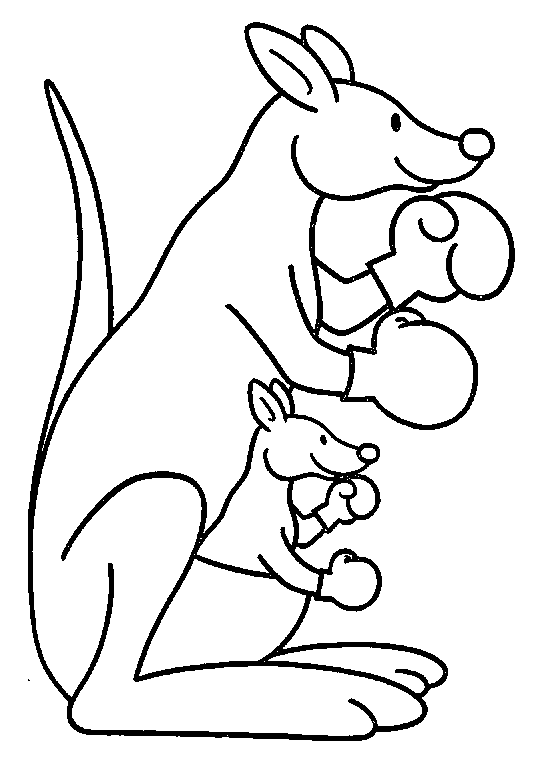 Coloriage 5 Kangourous