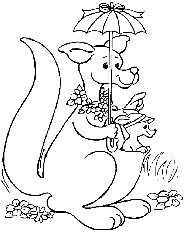 Coloriage 7 Kangourous