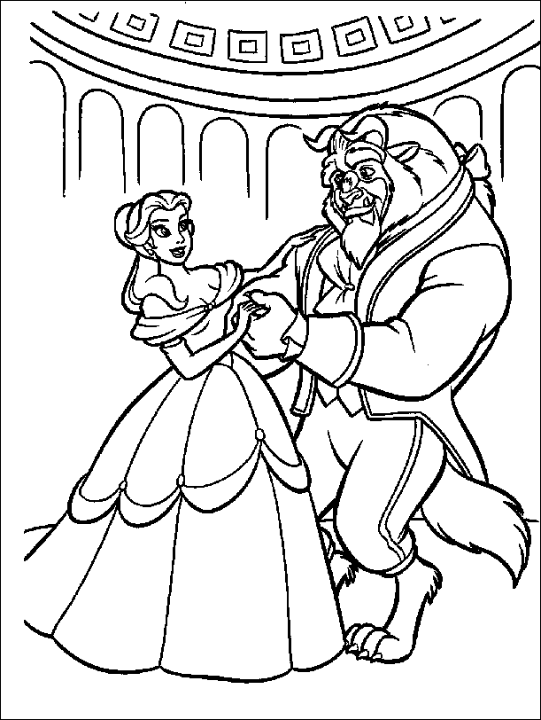 Coloriage 1 La belle et la bete