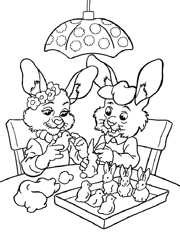 Coloriage 20 Lapins de paques