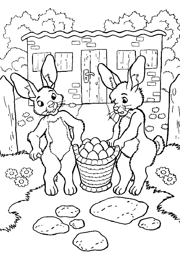 Coloriage 21 Lapins de paques