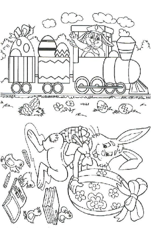 Coloriage 3 Lapins de paques