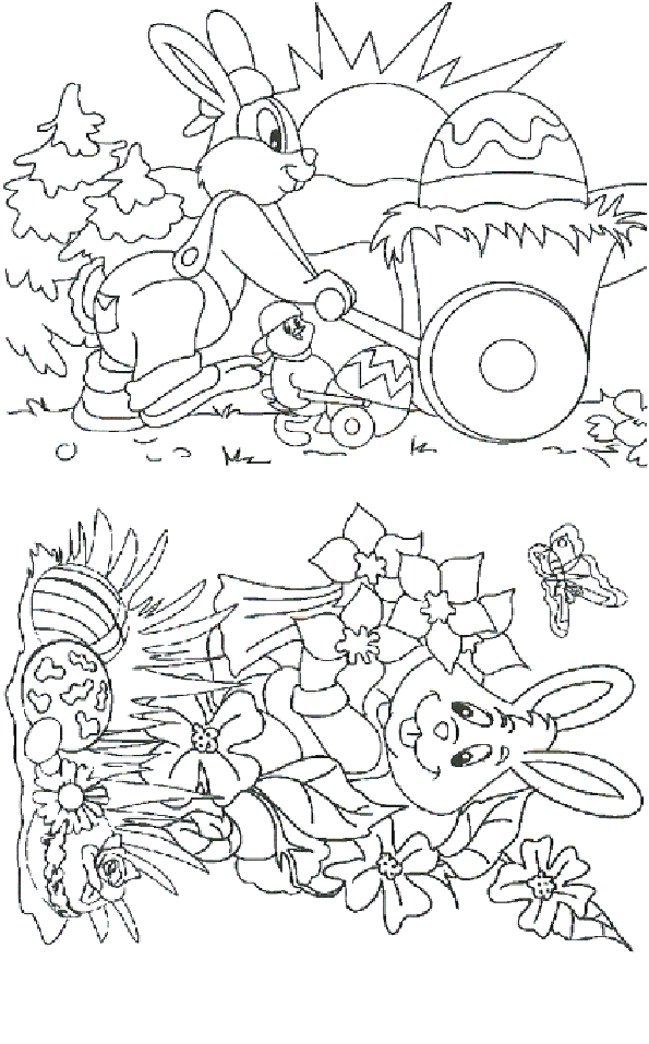 Coloriage 5 Lapins de paques