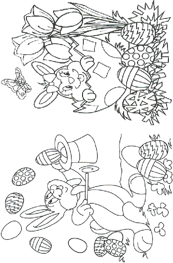 Coloriage 6 Lapins de paques