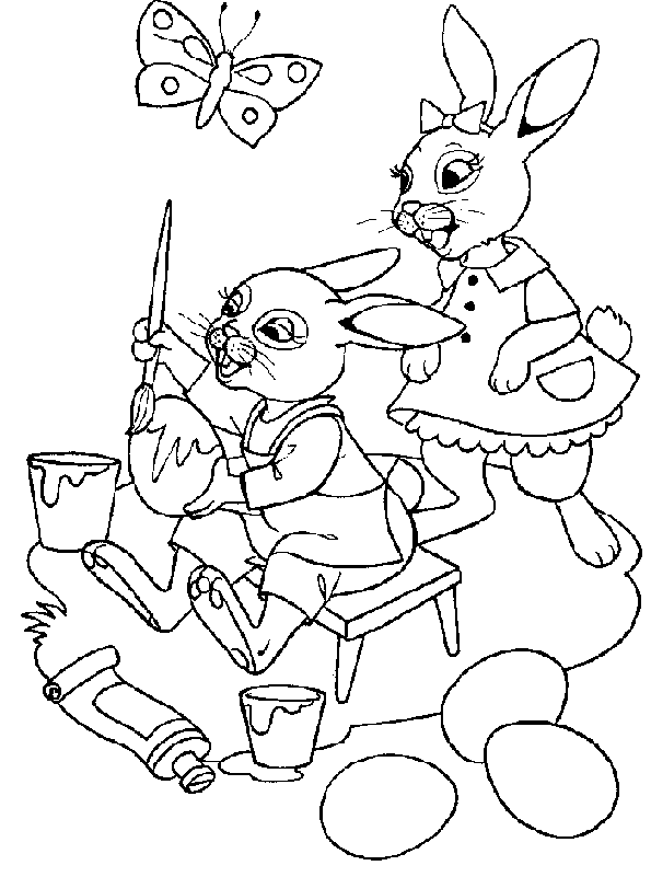 Coloriage 64 Lapins de paques