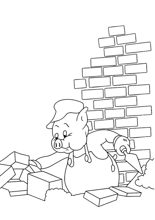 Coloriage 10 Les trois petits cochons