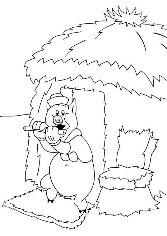 Coloriage 7 Les trois petits cochons