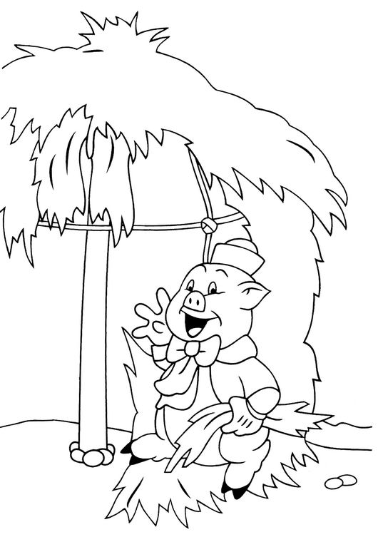 Coloriage 8 Les trois petits cochons