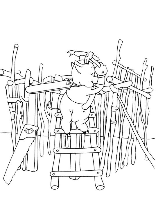 Coloriage 9 Les trois petits cochons