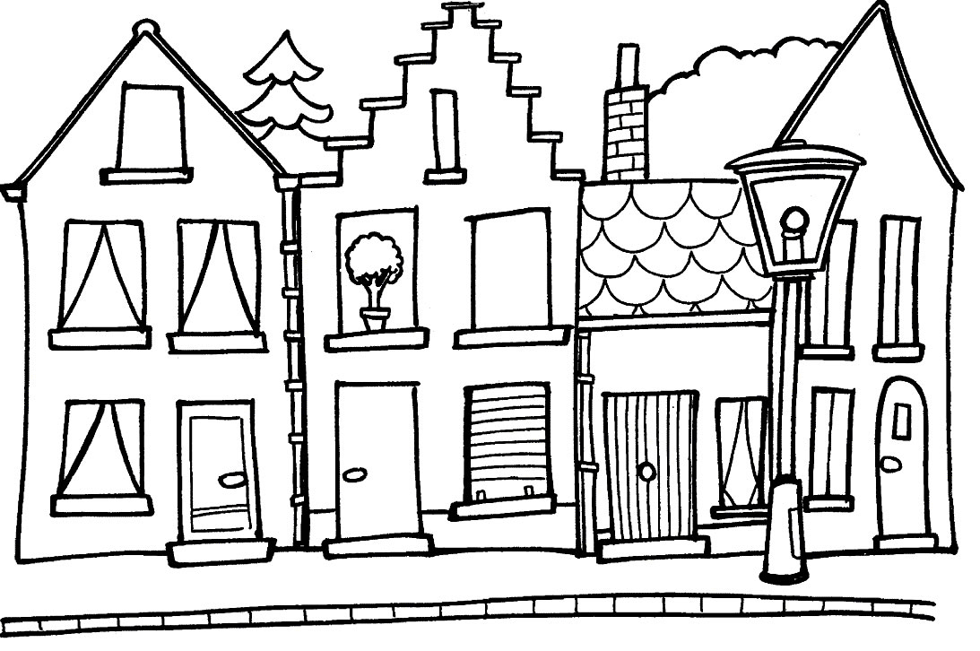 Coloriage 5 Maisons