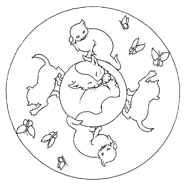 Coloriage 12 Mandala des animaux