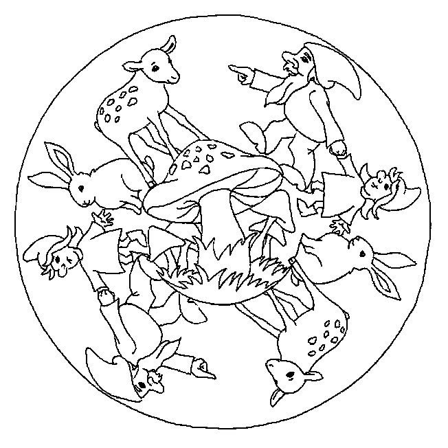 Coloriage 19 Mandala des animaux