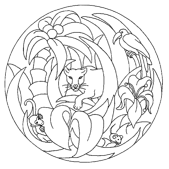 Coloriage 25 Mandala des animaux