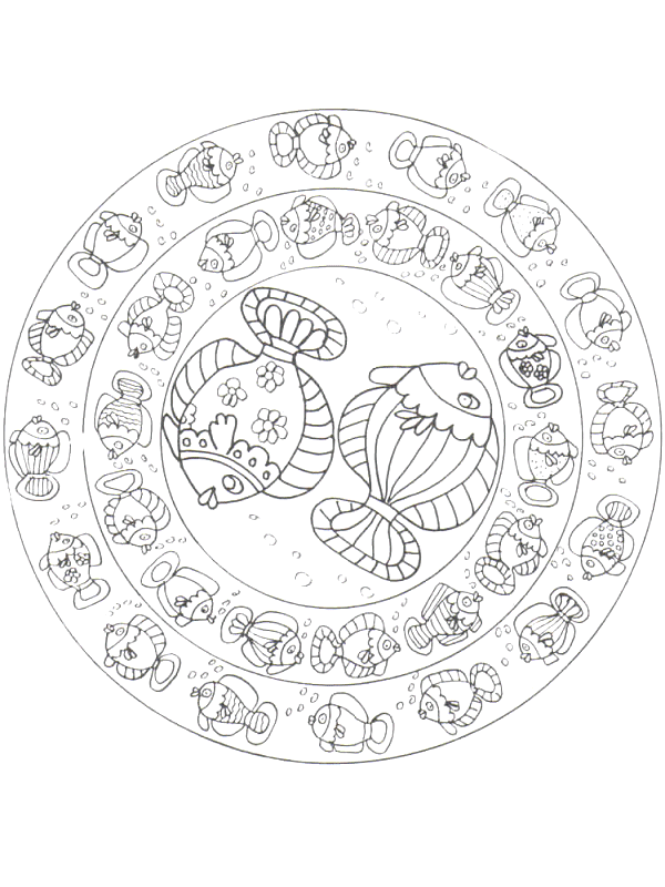 Coloriage 50 Poissons