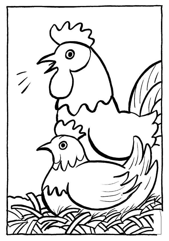 Coloriage 19 Poules