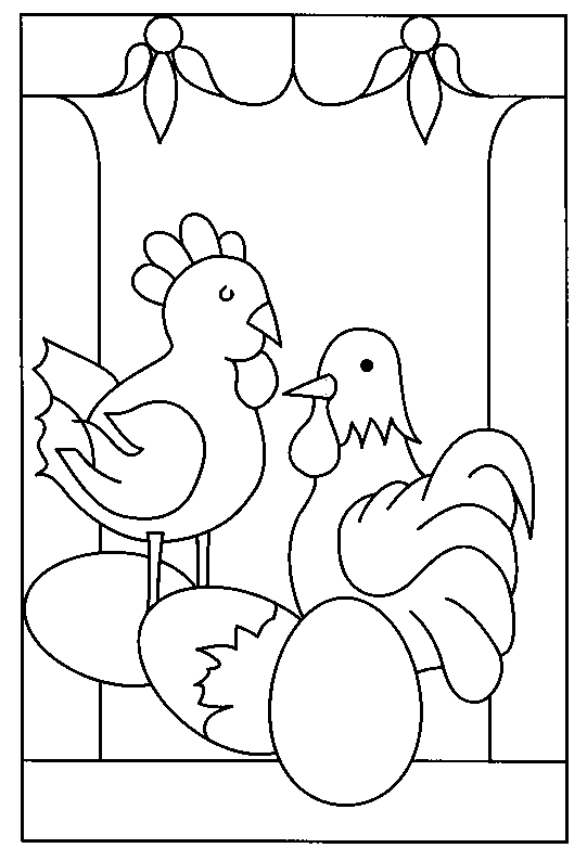 Coloriage 27 Poules