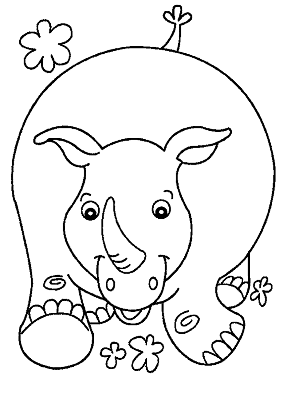 Coloriage 9 Rhinos