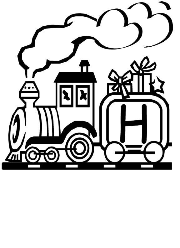 Coloriage 8 Train alphabet