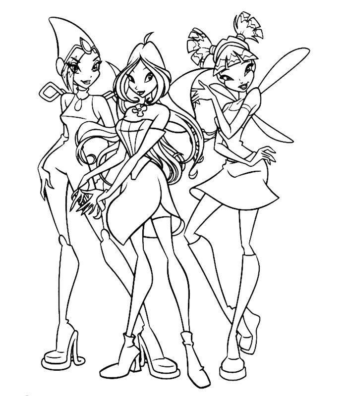 Coloriage 7 Winx